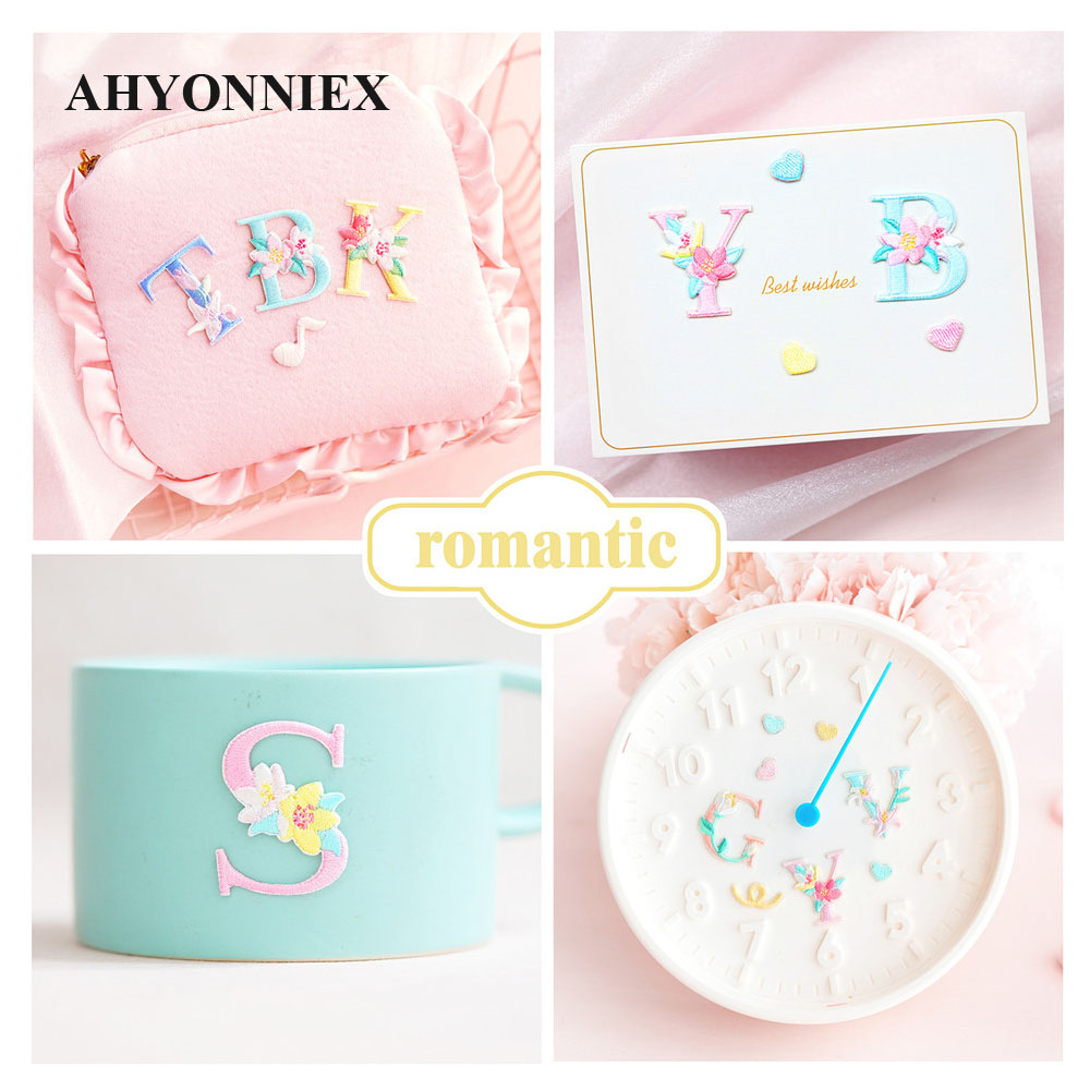 Embroidery Letter N - 1 buah bunga huruf Inggris Patch
