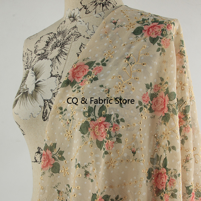 Embroidery Roses - Kain sifon motif bordir mawar baru