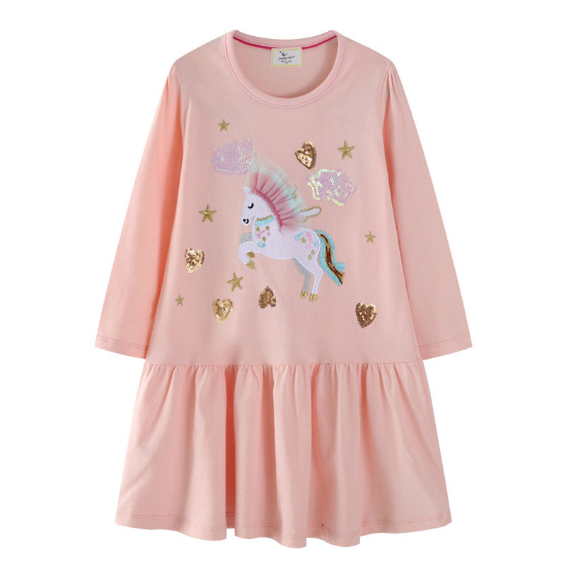 Embroidery Unicorn - Gaun Anak Perempuan Musim Gugur Musim