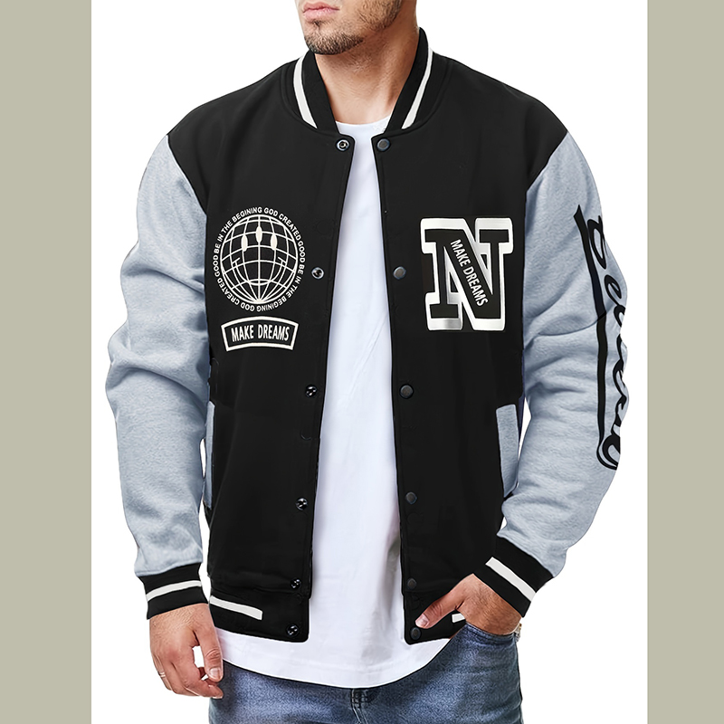 Embroidery Letter N - Jaket Jersey Baseball Huruf N Pria,