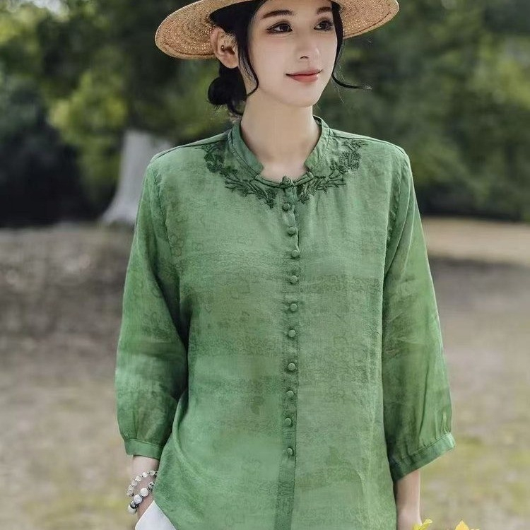 Embroidery Pashmina - Elegan Harajuku Slim Fit Wanita Longgar