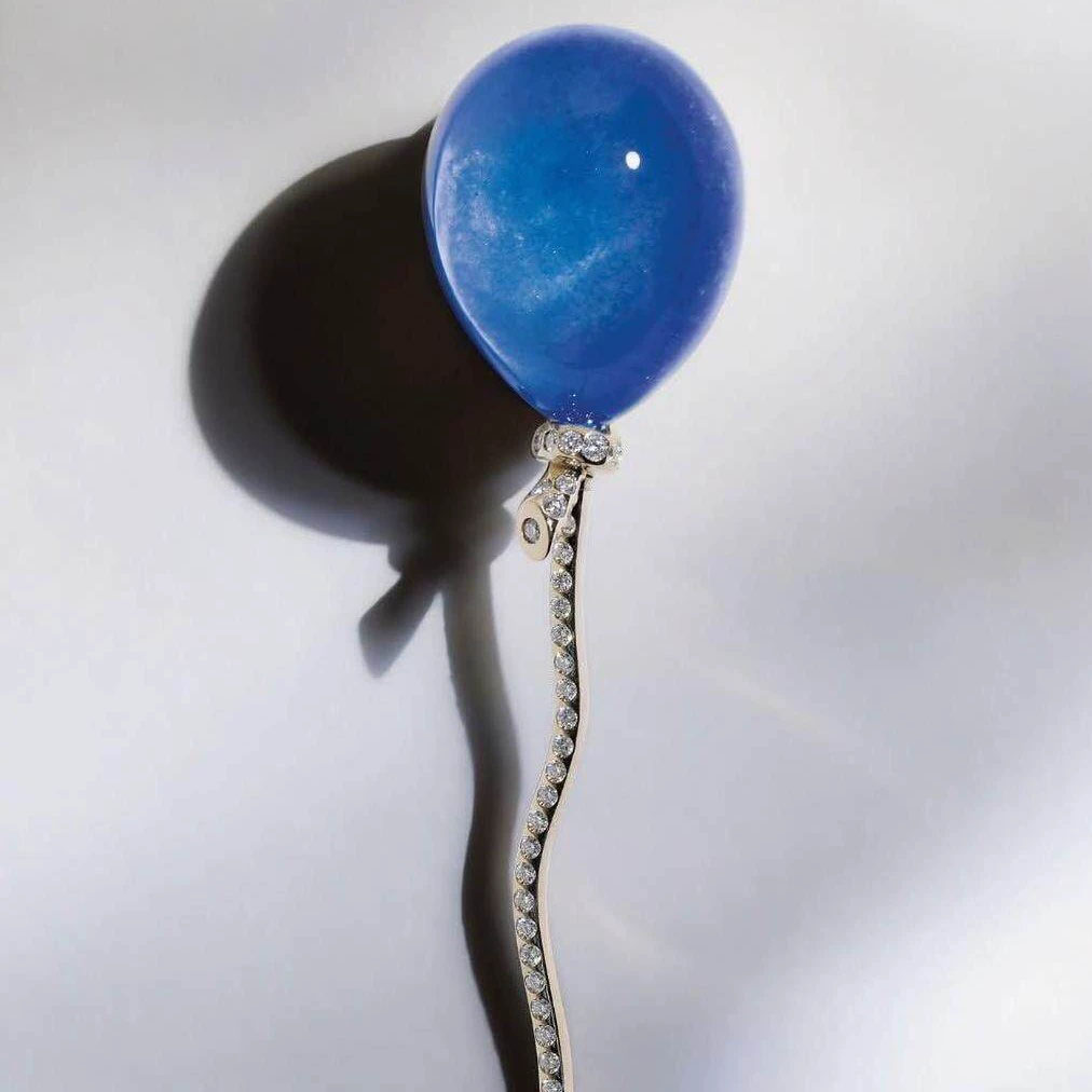 Embroidery Bali - Bros Pin Balon Safir Biru yang