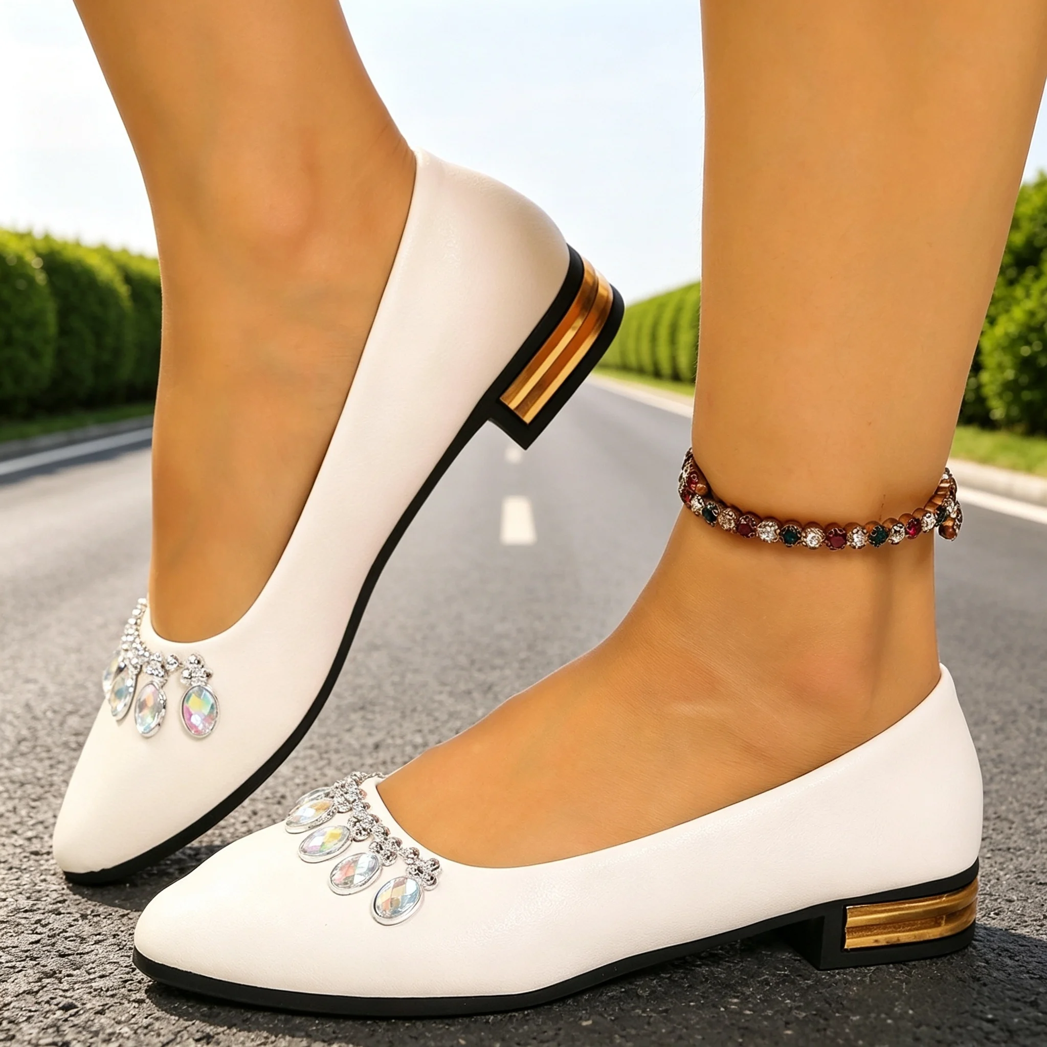 Embroidery Flat Shoes - Sepatu Balet Wanita Model Pointed Toe,