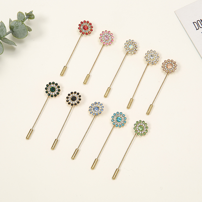Embroidery Eyebrow - Bros bunga dua lapis berlian, pin