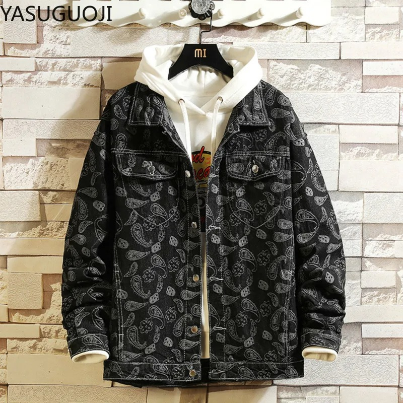 Embroidery Jeans - Jaket Denim Cetak Antik Jepang Musim