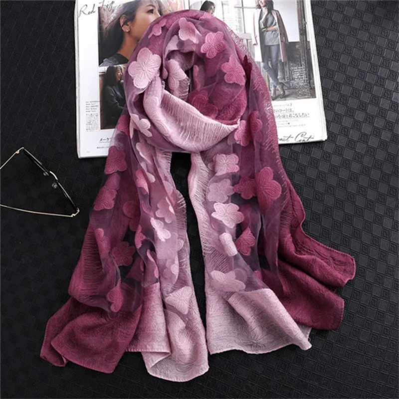 Embroidery Shawl - Syal syal wanita, syal renda bordir