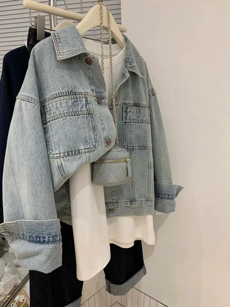 Jaket Denim Y2k katun Vintage  - Embroidery Jeans ulasan dan harga