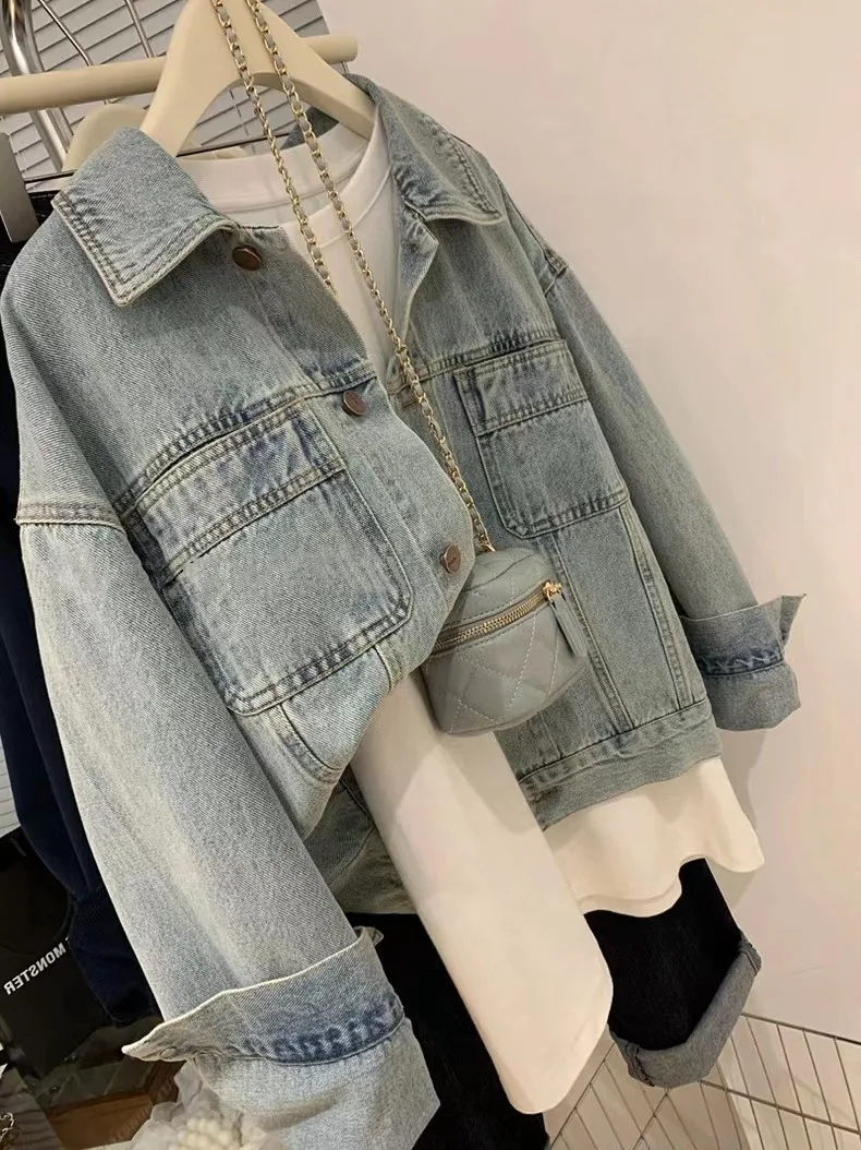 Jaket Denim Y2k katun Vintage  - Embroidery Jeans ulasan dan harga