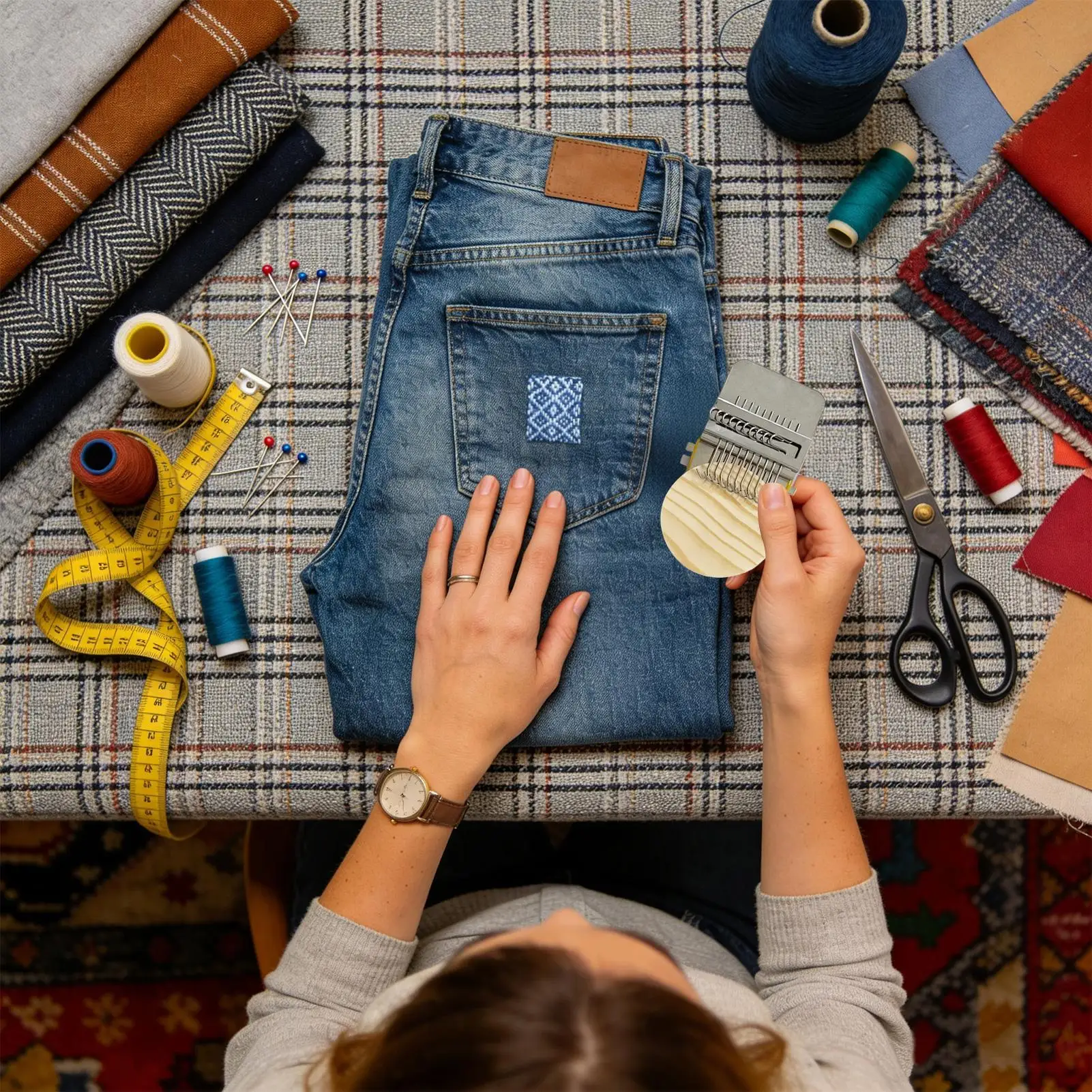 Alat Jahit Tambal Kain Darning - Embroidery Jeans ulasan dan harga