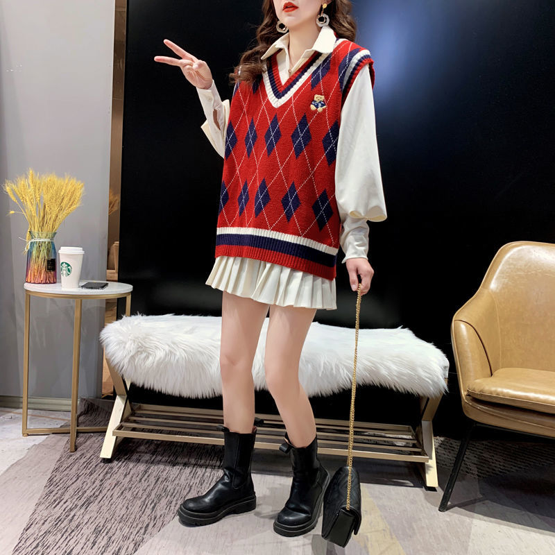 Rompi Rajut Merah untuk Wanita - Embroidery Vest ulasan dan harga
