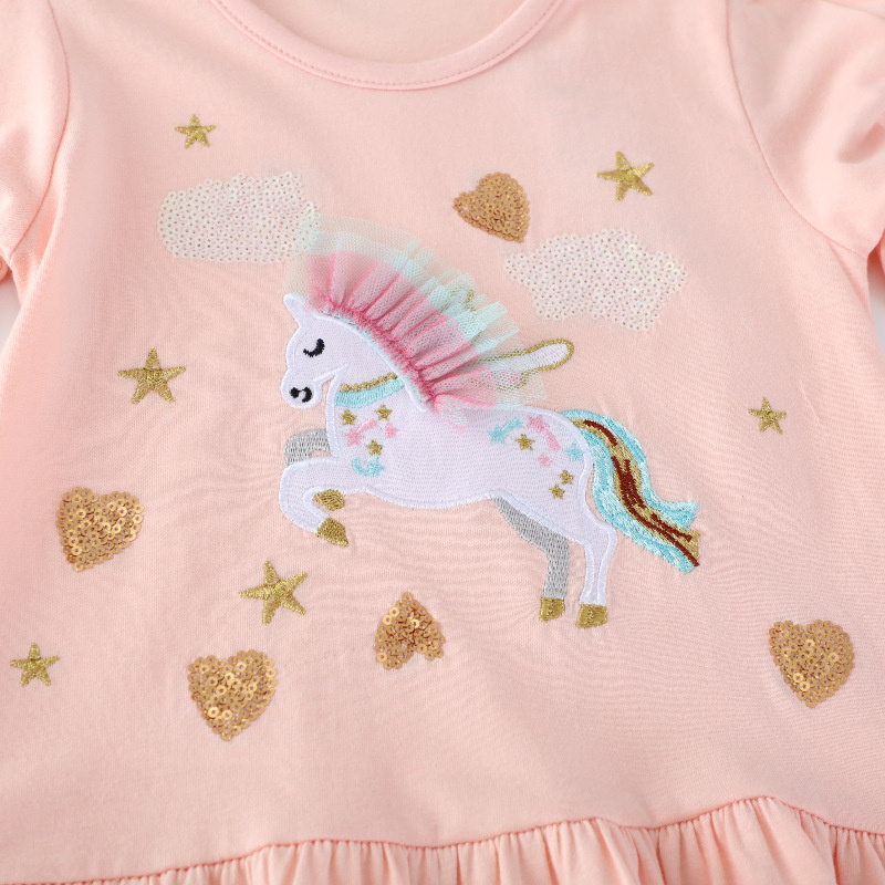 Gaun Anak Perempuan Musim Gugu - Embroidery Unicorn ulasan dan harga