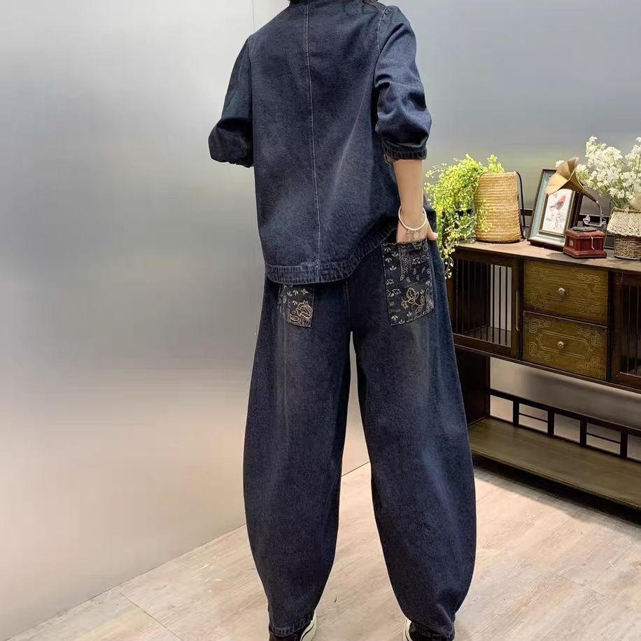 Vintage kancing longgar bordir - Embroidery Jeans ulasan dan harga
