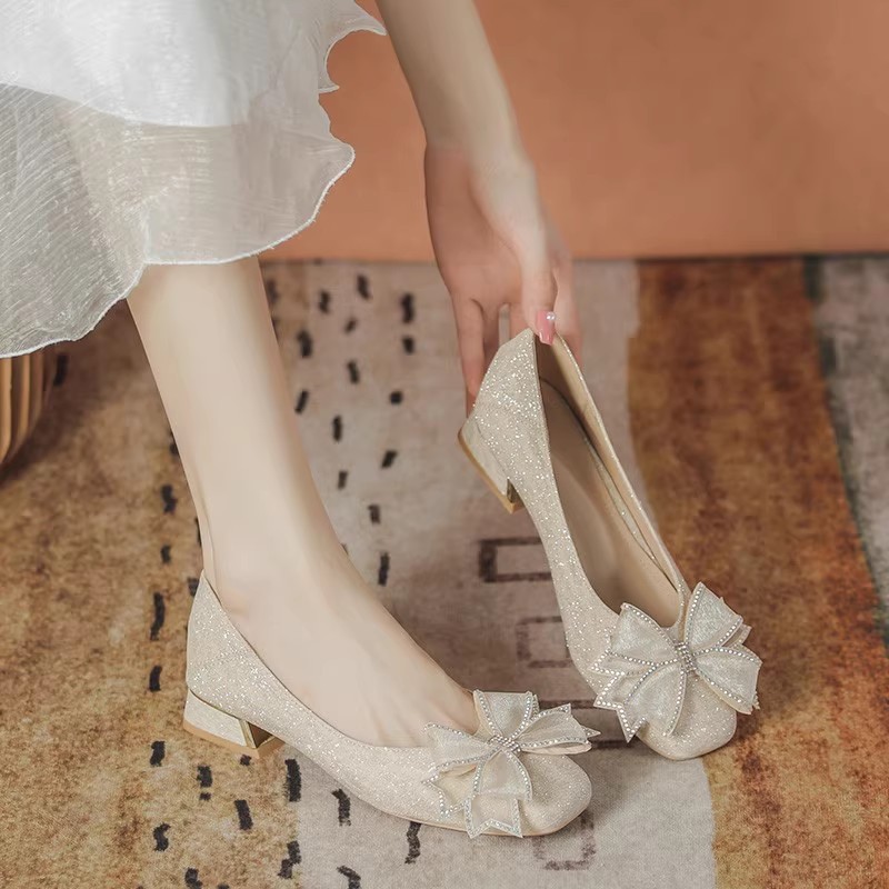 Sepatu Pernikahan Atasan Renda - Embroidery Flat Shoes ulasan dan harga