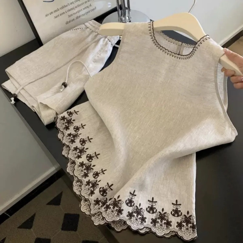 Setelan Dua Potong Wanita Musi - Embroidery Vest ulasan dan harga