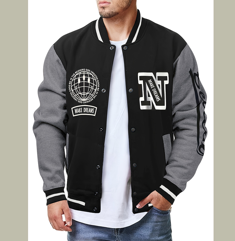 Jaket Jersey Baseball Huruf N  - Embroidery Letter N ulasan dan harga