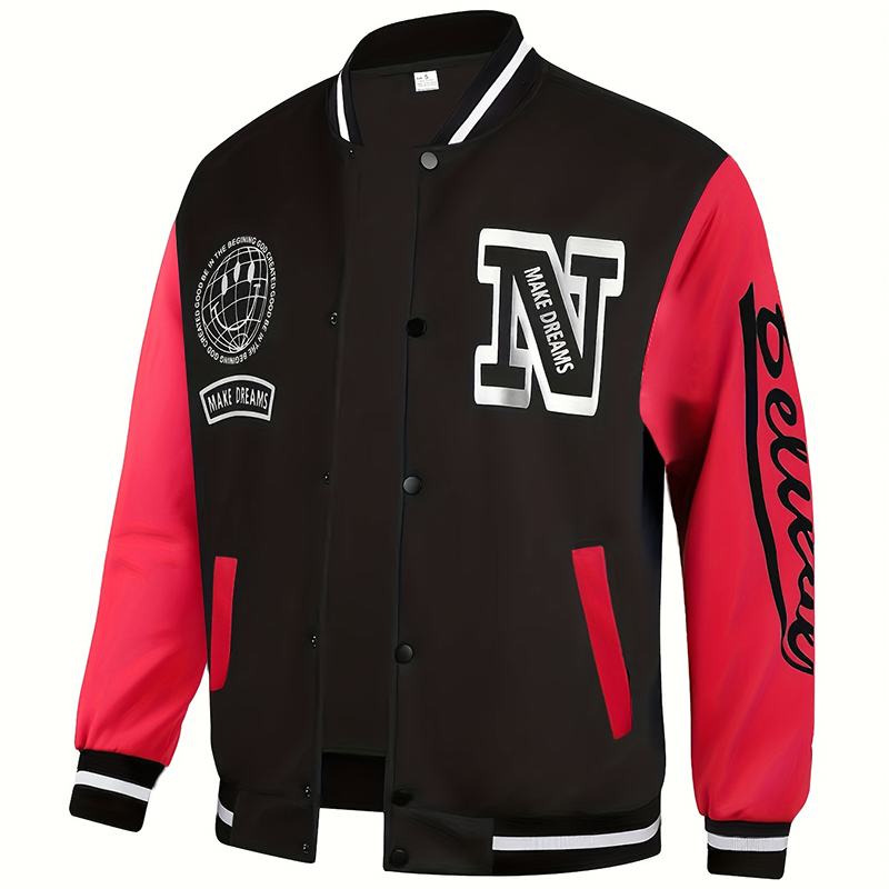 Jaket Jersey Baseball Huruf N  - Embroidery Letter N ulasan dan harga