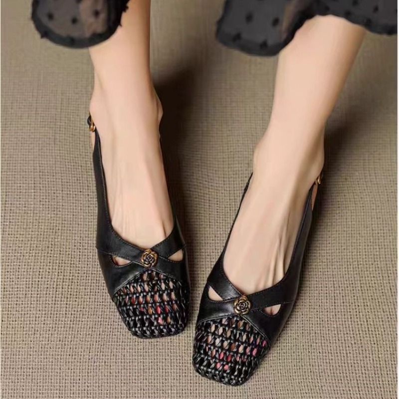Sandal wanita bergaya Prancis  - Embroidery Flat Shoes ulasan dan harga