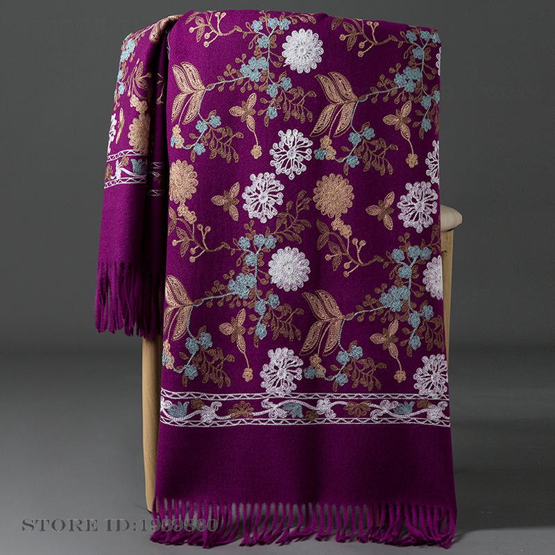 Syal Pashmina Kasmir Wanita, S - Embroidery Pashmina ulasan dan harga