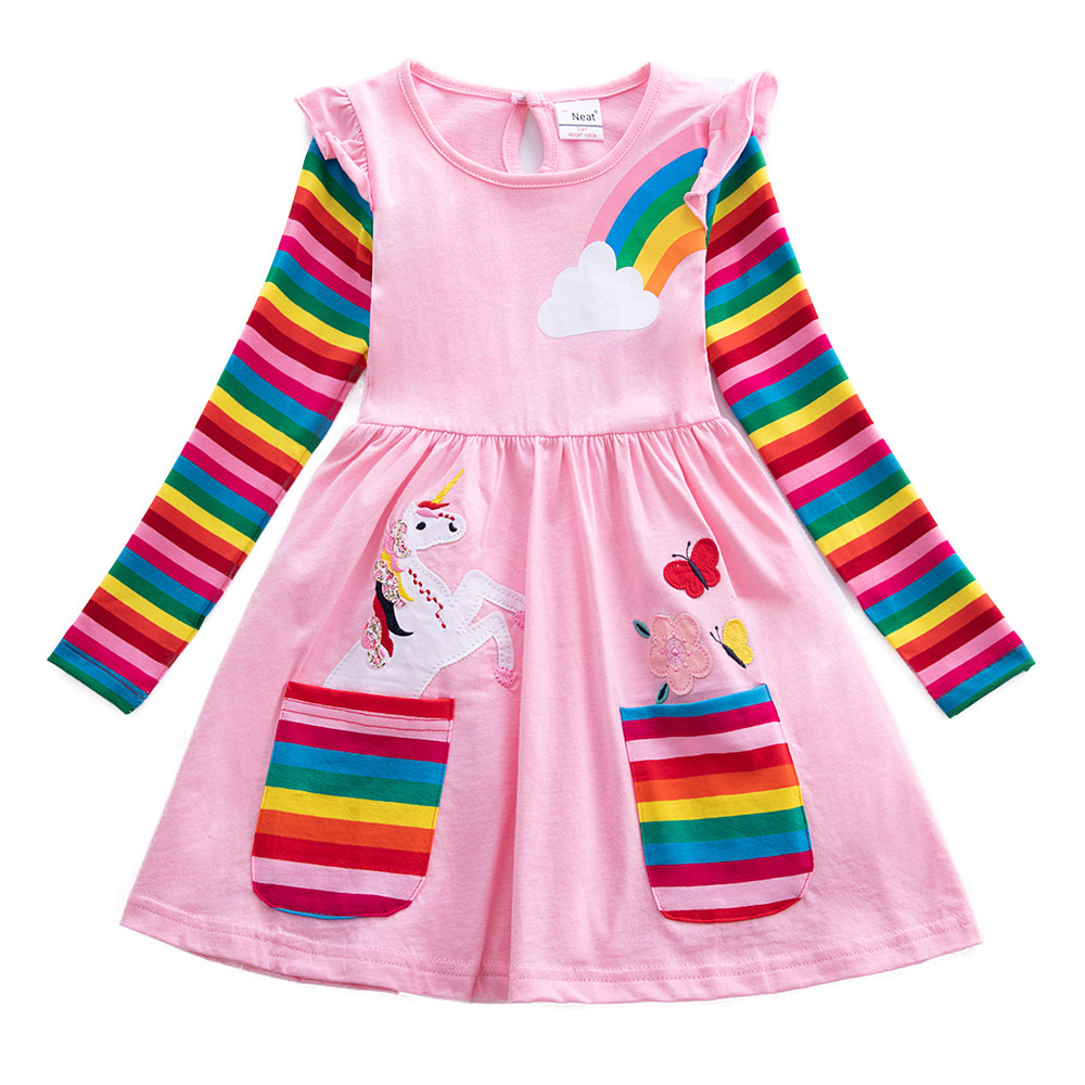Gaun lengan panjang anak perem - Embroidery Unicorn ulasan dan harga