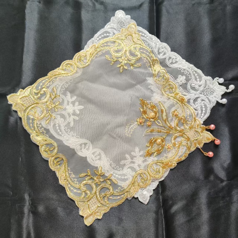 Alas Meja Bordir Mawar Emas 28 - Embroidery Roses ulasan dan harga