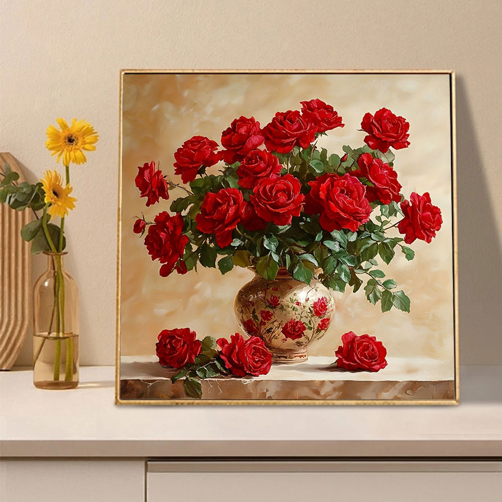 Lukisan Berlian Mawar Full Squ - Embroidery Roses ulasan dan harga