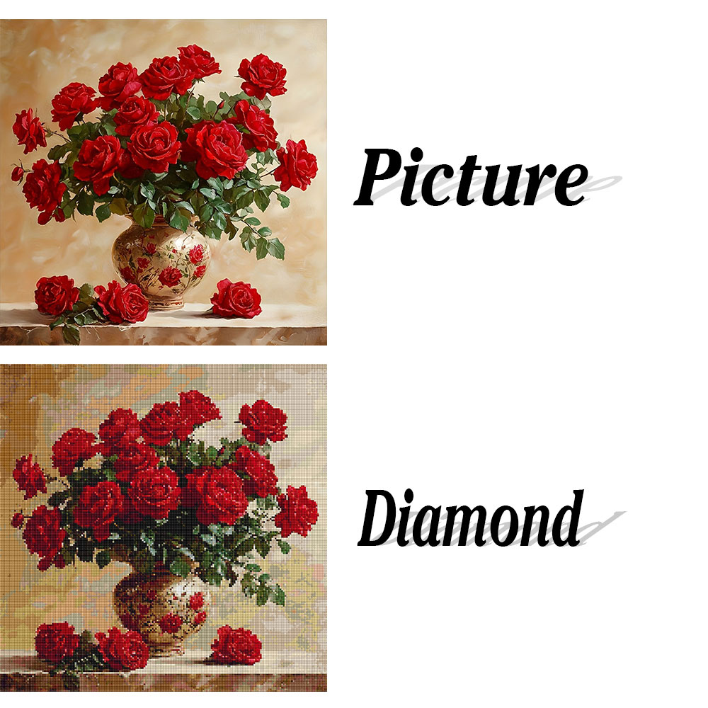 Lukisan Berlian Mawar Full Squ - Embroidery Roses ulasan dan harga