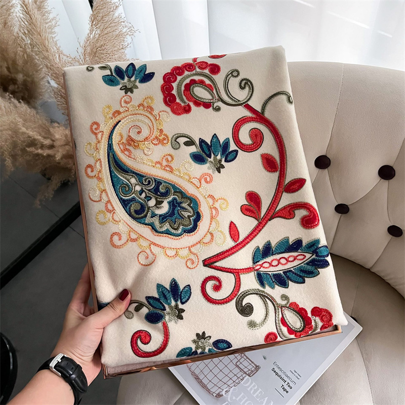 Syal kepala tebal musim dingin - Embroidery Pashmina ulasan dan harga