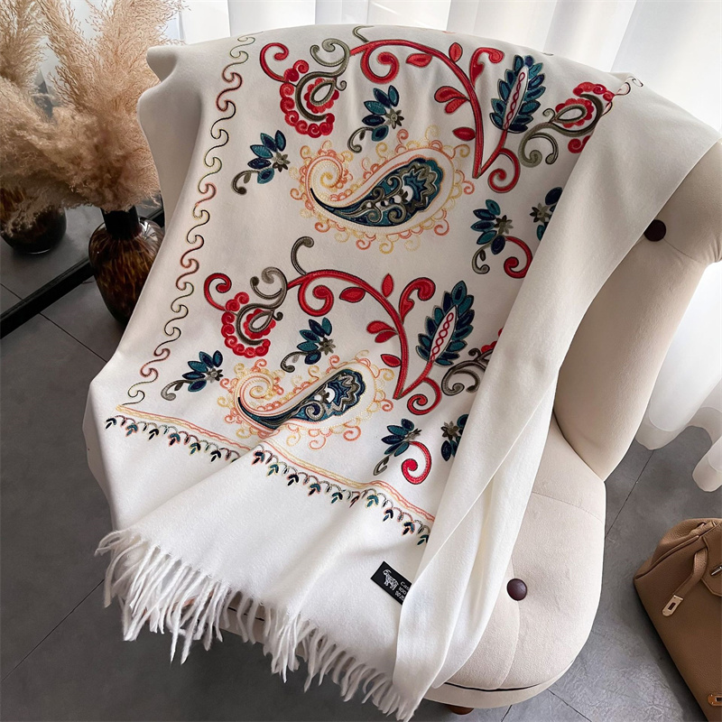 Syal kepala tebal musim dingin - Embroidery Pashmina ulasan dan harga