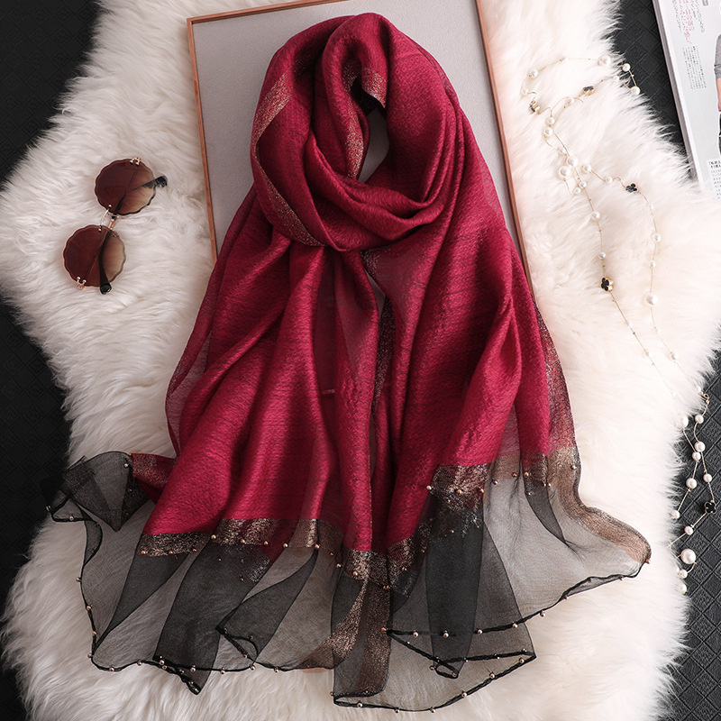 2024 syal selendang sutra 100% - Embroidery Shawl ulasan dan harga