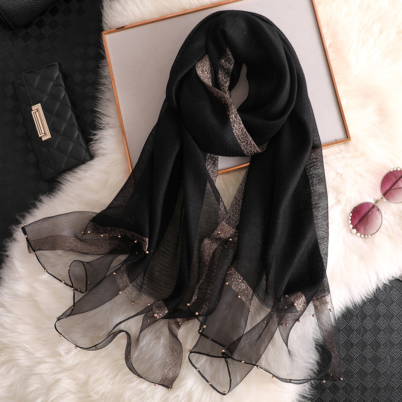 2024 syal selendang sutra 100% - Embroidery Shawl ulasan dan harga