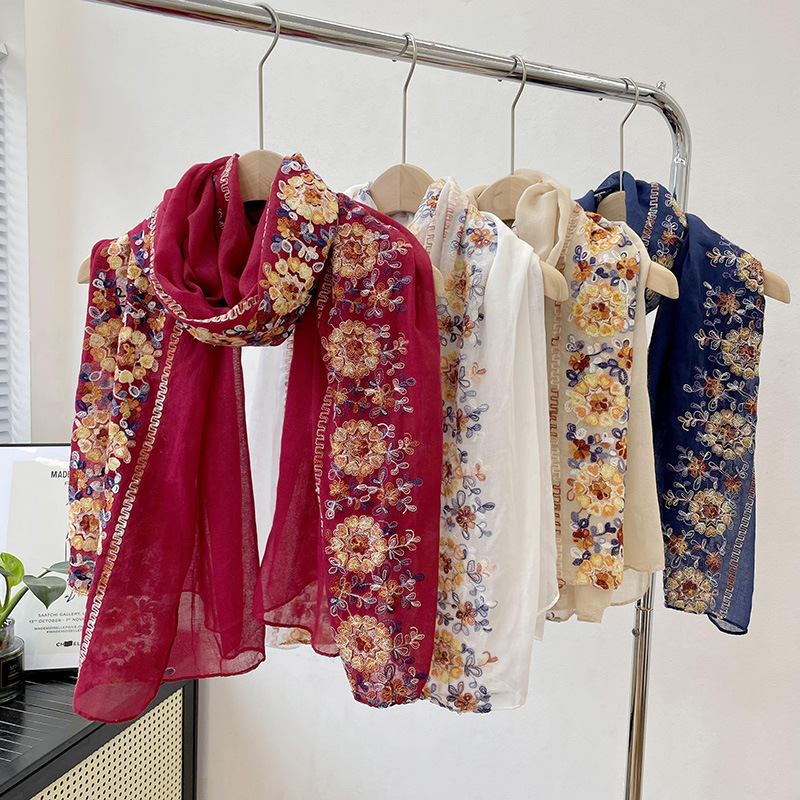 Syal Jilbab Katun Lembut Baru  - Embroidery Pashmina ulasan dan harga
