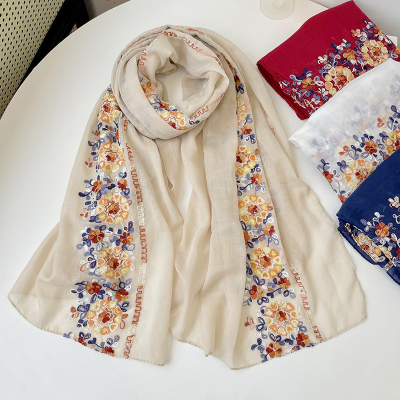 Syal Jilbab Katun Lembut Baru  - Embroidery Pashmina ulasan dan harga