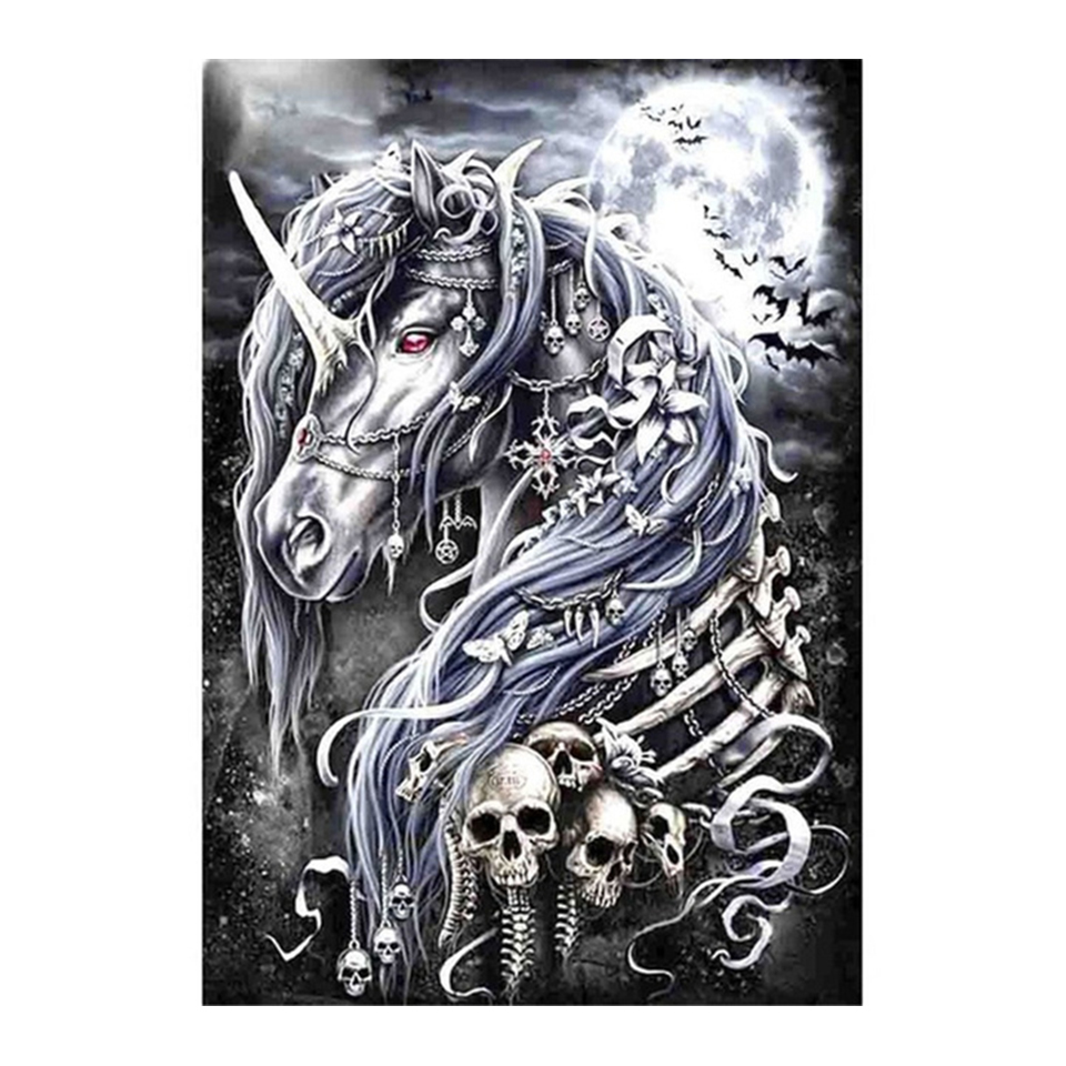 Tengkorak unicorn bor penuh be - Embroidery Unicorn ulasan dan harga