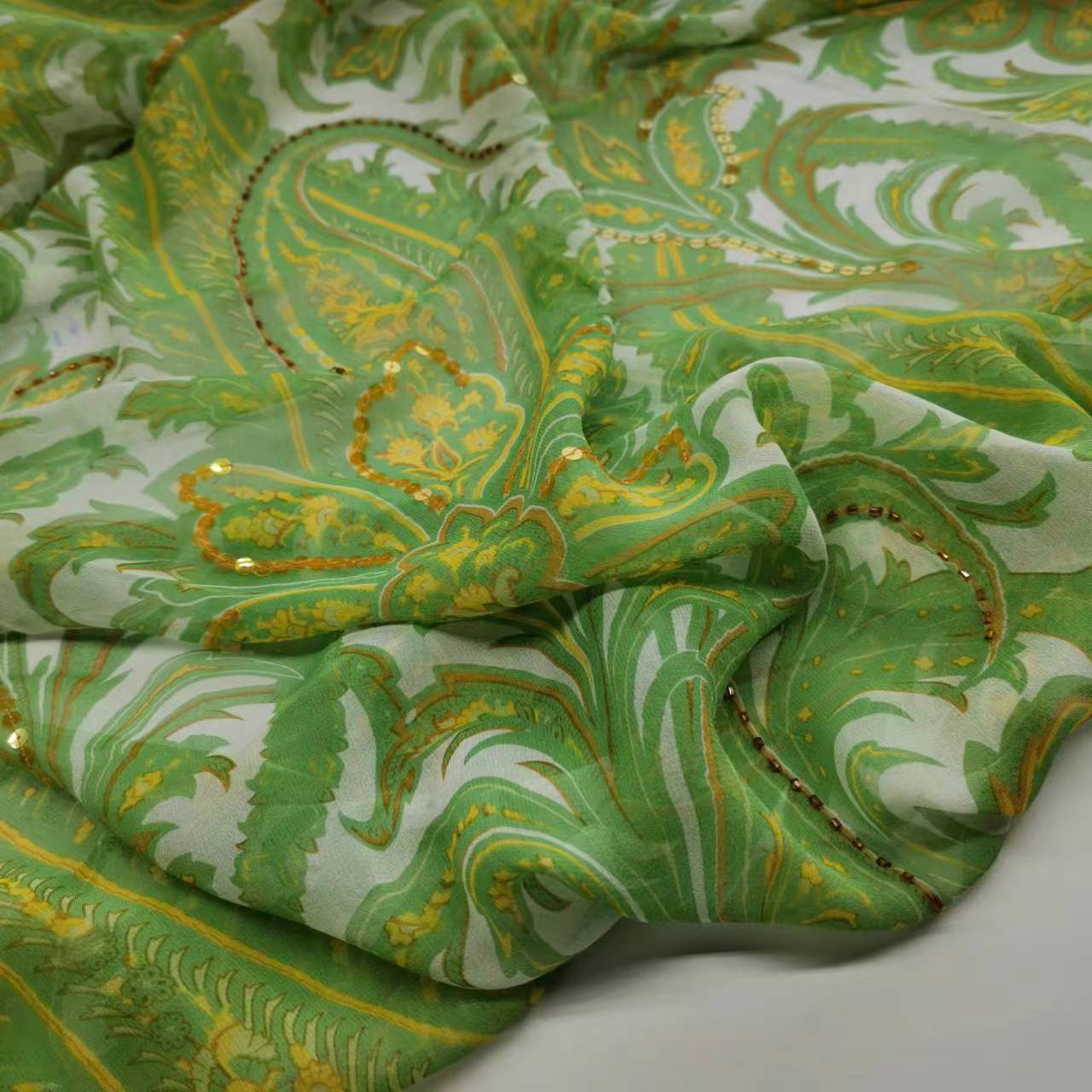 Kain Georgette Sutra Payet Bah - Embroidery Pashmina ulasan dan harga