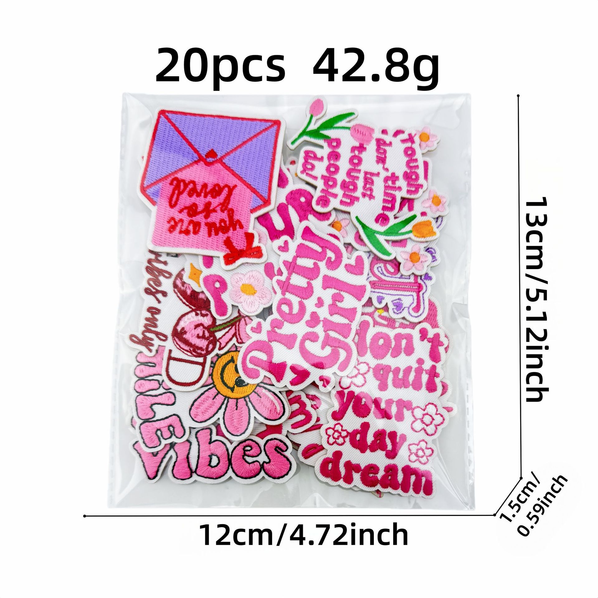 Patch Bordir Estetika Pink den - Embroidery Quote ulasan dan harga