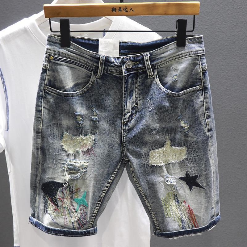 Celana pendek Denim pria, Selv - Embroidery Jeans ulasan dan harga