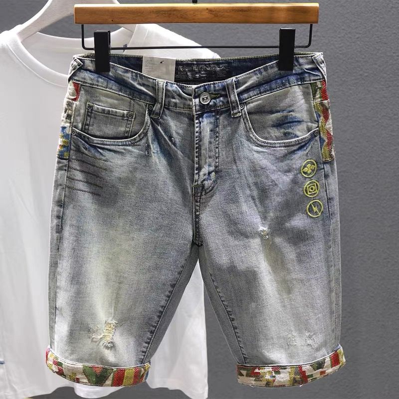 Celana pendek Denim pria, Selv - Embroidery Jeans ulasan dan harga