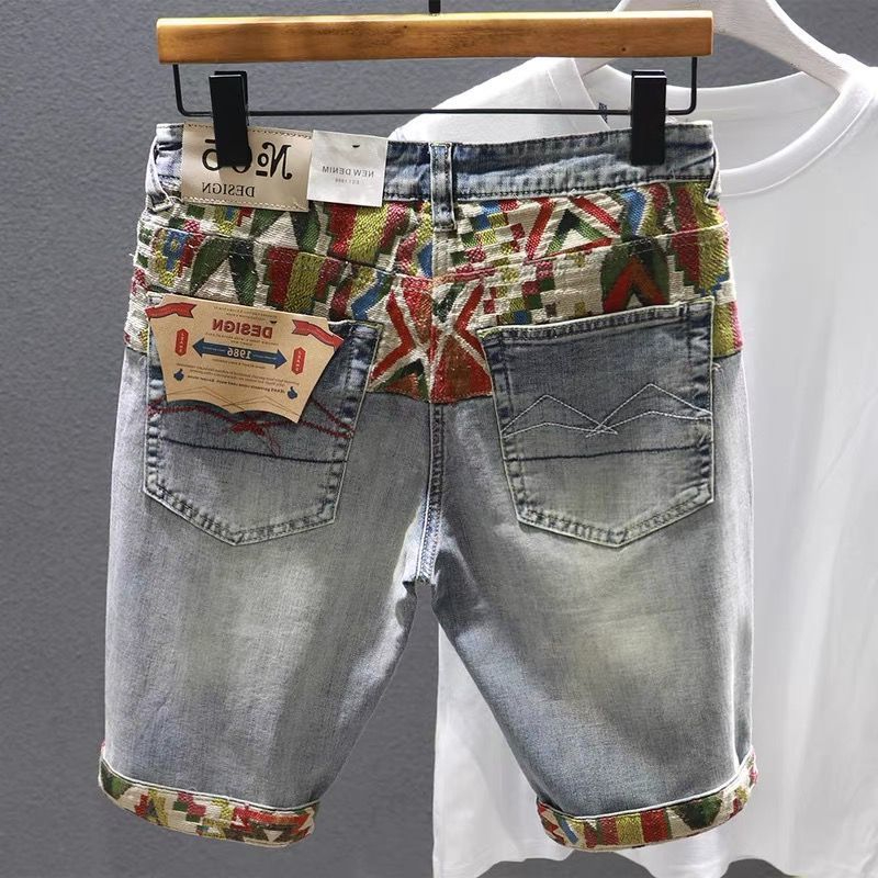 Celana pendek Denim pria, Selv - Embroidery Jeans ulasan dan harga