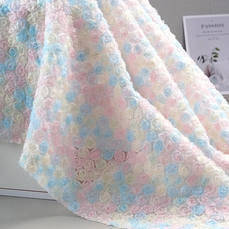 Kain Bordir Bunga 3D Warna-war - Embroidery Roses ulasan dan harga