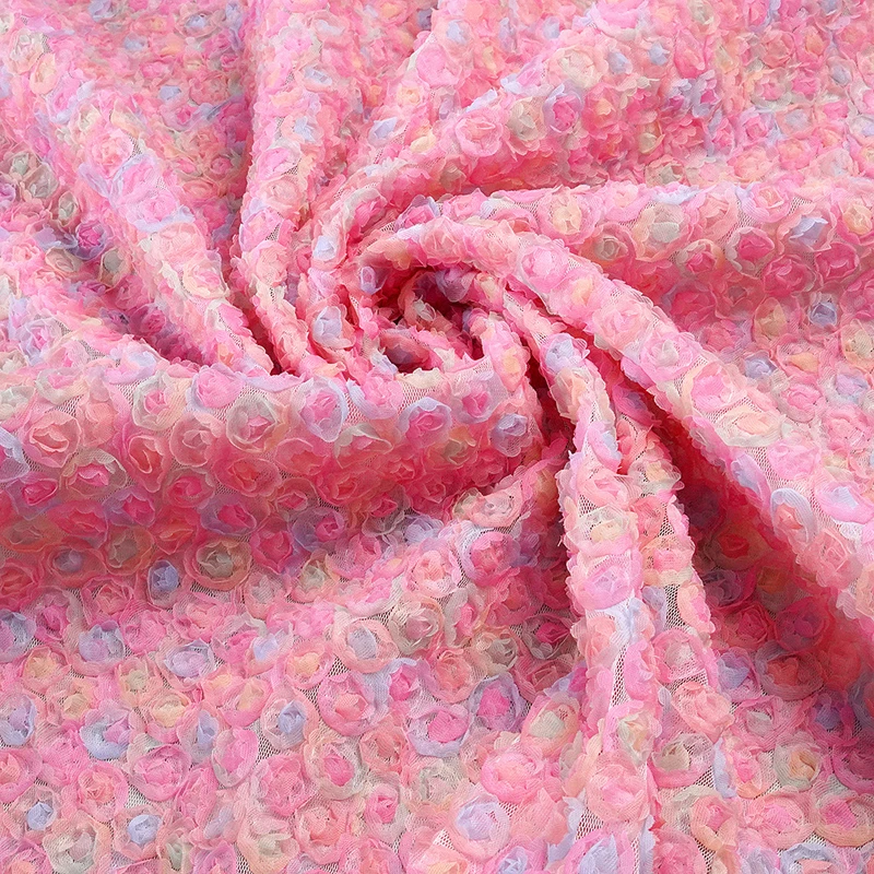 Kain Bordir Bunga 3D Warna-war - Embroidery Roses ulasan dan harga